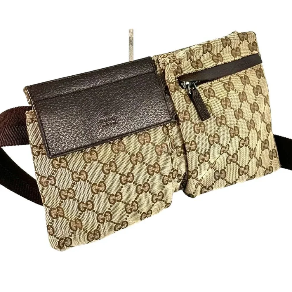 Gucci GG Canvas Web Print Double Pocket BELTBAG
